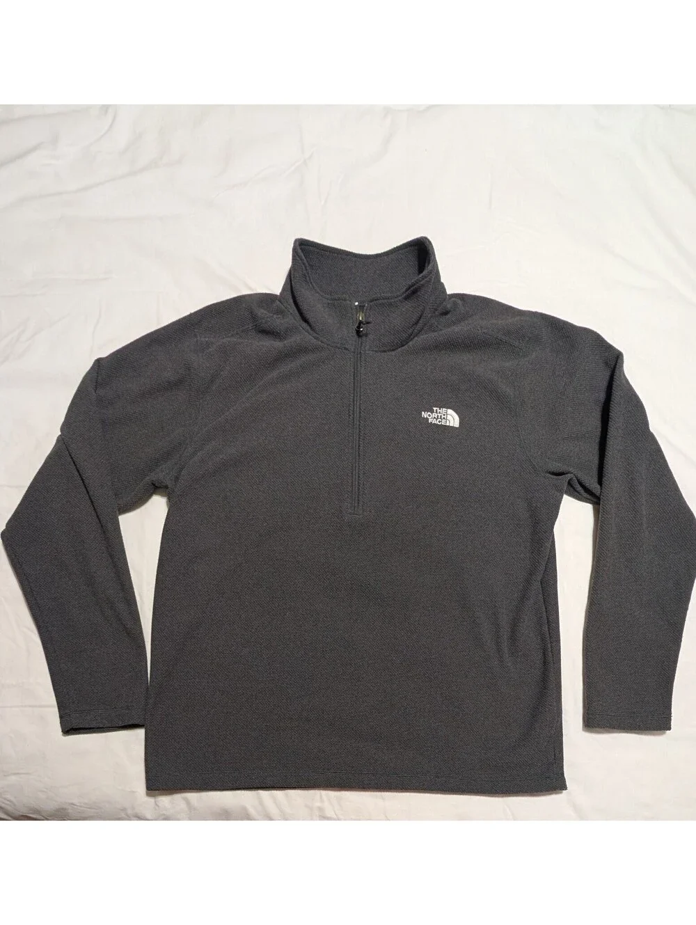 The North Face Men's Charcoal Gray Textured Fleece 1/4 Zip Pullover Size XL
